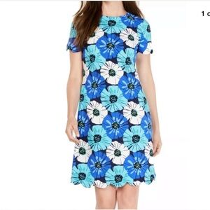PAPPAGALLO Blue/Green Floral Scalloped Dress 10